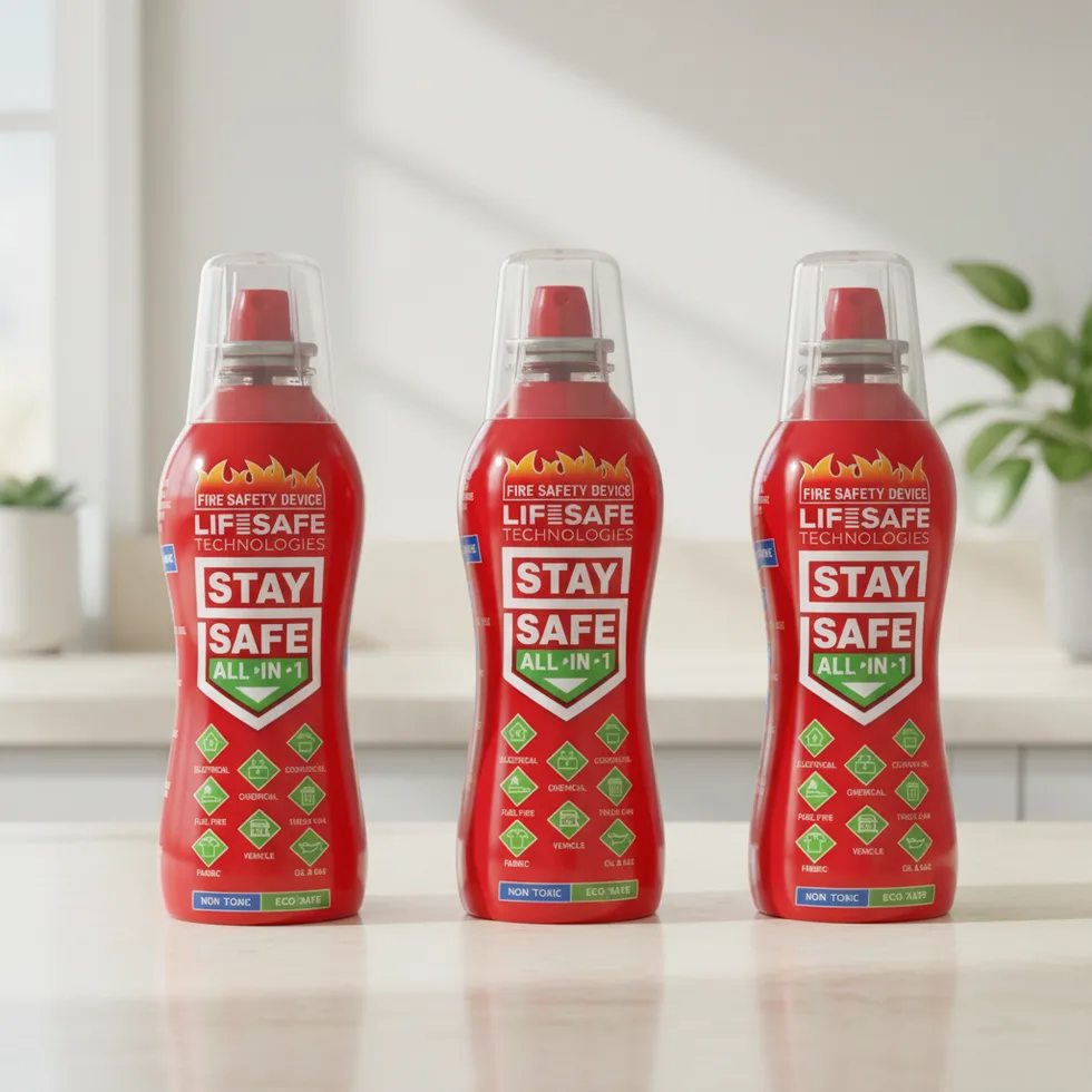 Three StaySafe All-in-1 bottles on a kitchen worktop