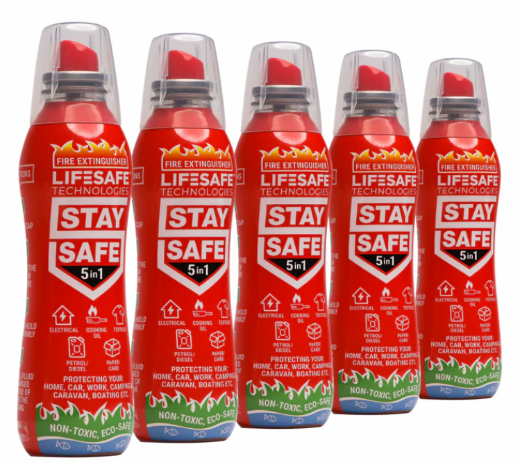 5 Pack of the StaySafe 5-in-1 Fire Extinguisher