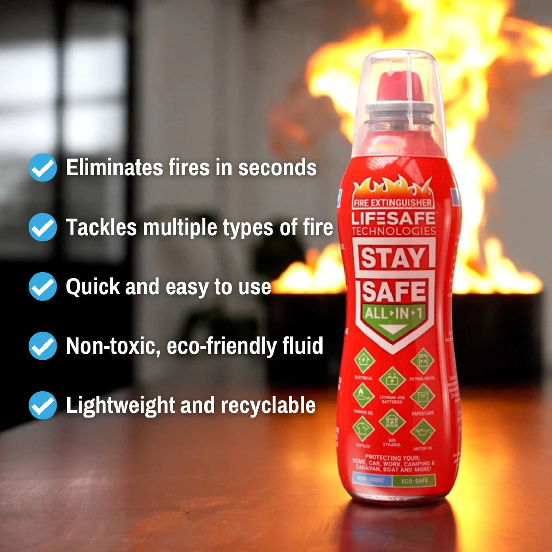 StaySafe All-in-1 Fire Extinguisher: Extinguish Multiple Types of Fire ...
